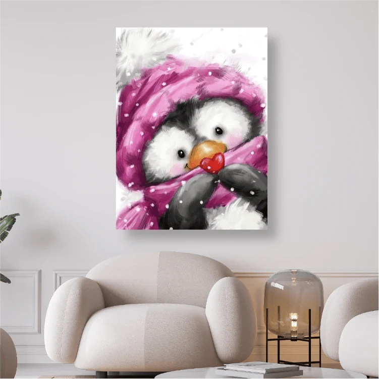 Pinguin mit Herz - 5D DIY Diamond Painting