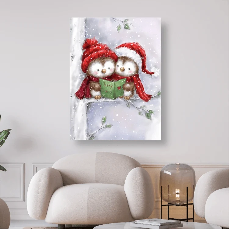 Weihnachtsvögel mit Buch - 5D DIY Diamond Painting