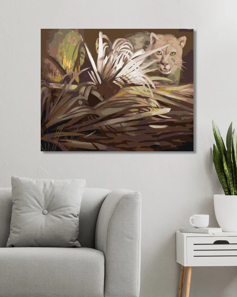 Diamond painting - PUMA UND BLÄTTER (D. RUSTY RUST)