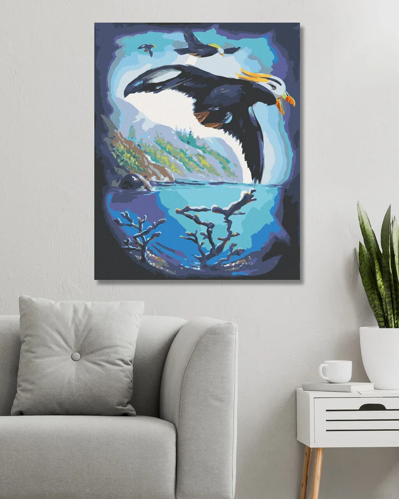 Diamond painting - VOGEL IM FLUG UND KORALLEN IM MEER (D. RUSTY RUST)
