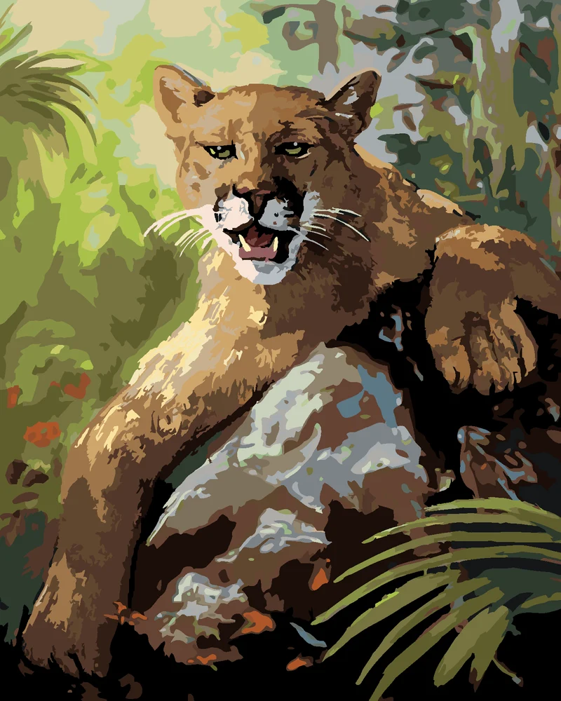 Diamond painting - PUMA AUF EINEM FELSEN LIEGEND (D. RUSTY RUST)