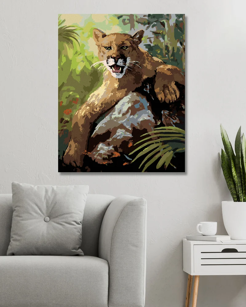 Diamond painting - PUMA AUF EINEM FELSEN LIEGEND (D. RUSTY RUST)