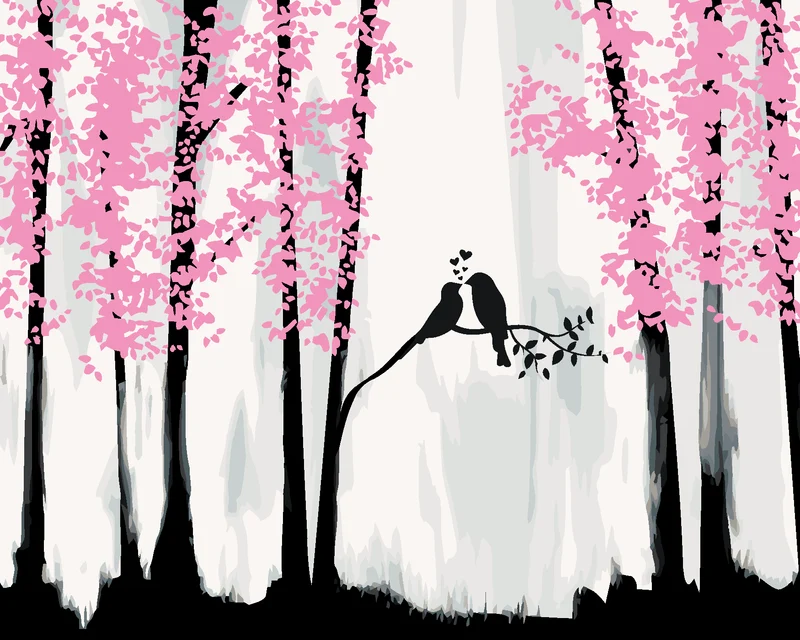 Diamond painting - VOGELROMANTIK IM WALD