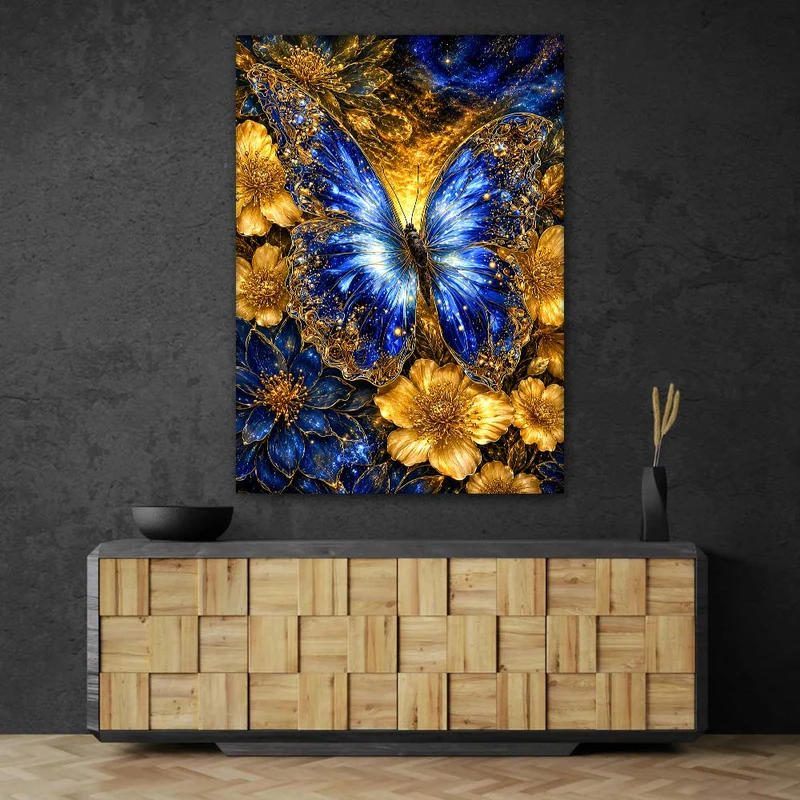 5D Diamond Painting – Saphirflügel im Goldenen Firmament