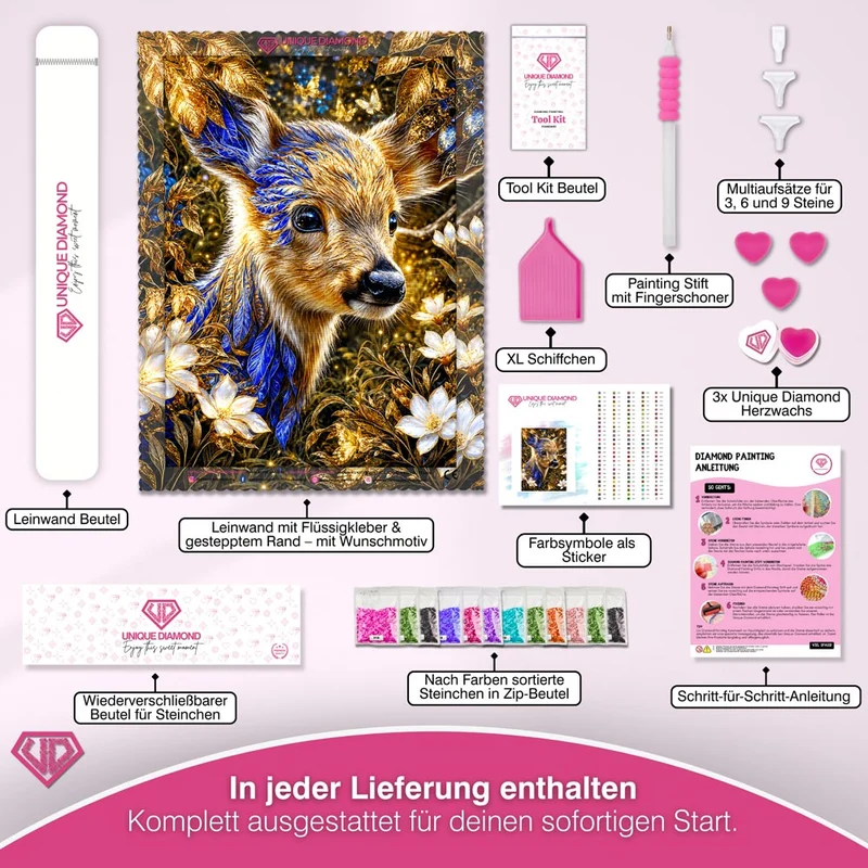 5D Diamond Painting – Saphirgesang des Waldlichts