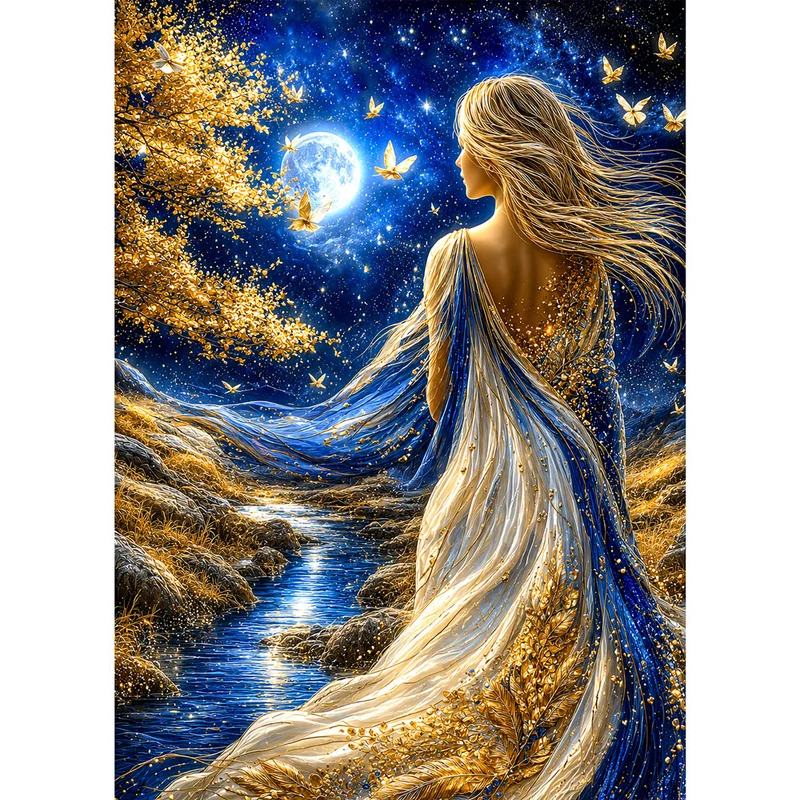 5D Diamond Painting – Nocturne in Saphir und Gold