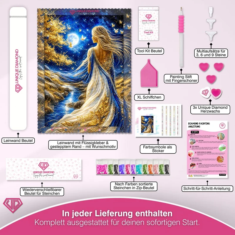 5D Diamond Painting – Nocturne in Saphir und Gold