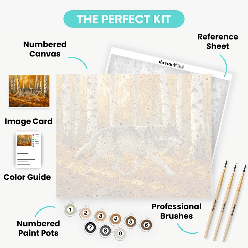 Birch Grove Wolf - Paint by Numbers Kit