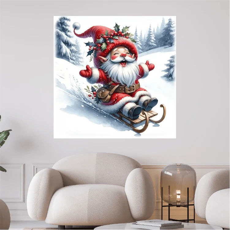 Fröhlicher Weihnachtsmann auf Schlitten - 5D DIY Diamond Painting