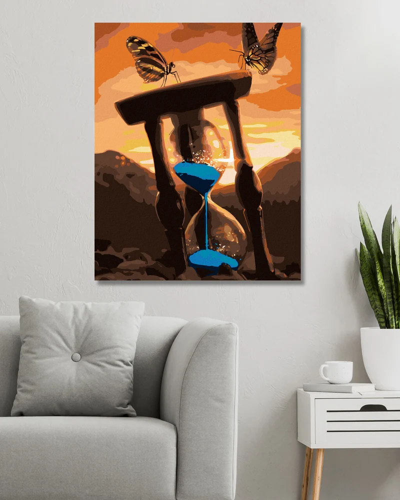 Diamond painting - SANDUHR UND ZWEI SCHMETTERLINGE
