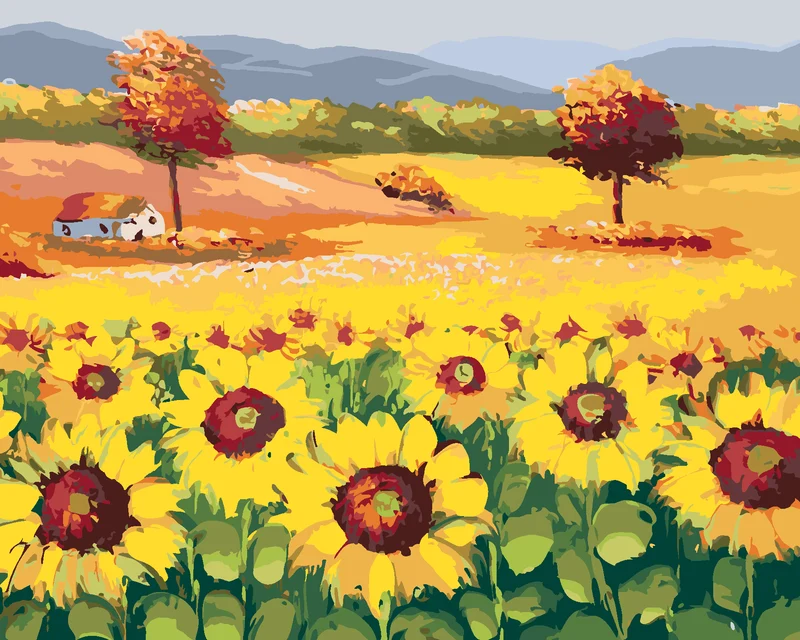 Diamond painting - WUNDERSCHÖNES FELD VOLLER SONNENBLUMEN