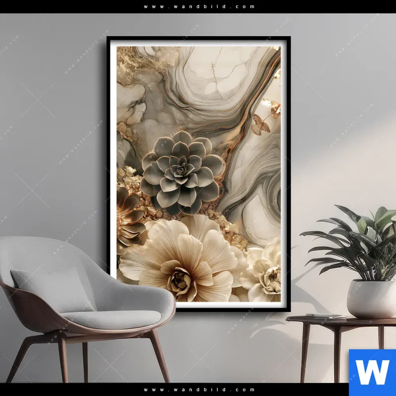 Poster | Sukkulenten auf Marmor | Hochformat