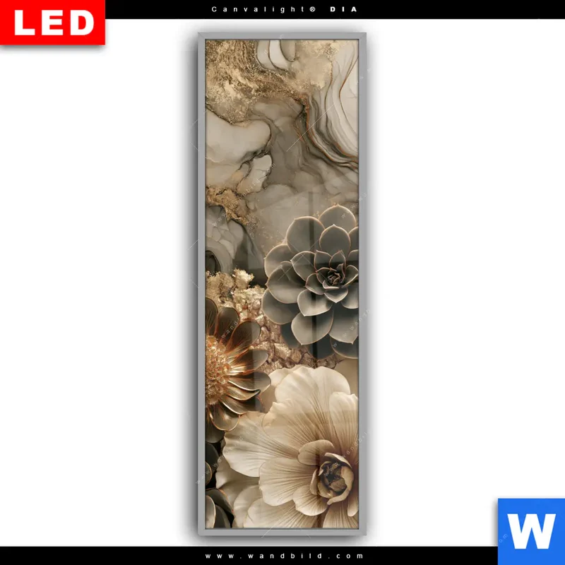 Leuchtbild Acrylglas Canvalight® DIA | Sukkulenten auf Marmor | Schmal