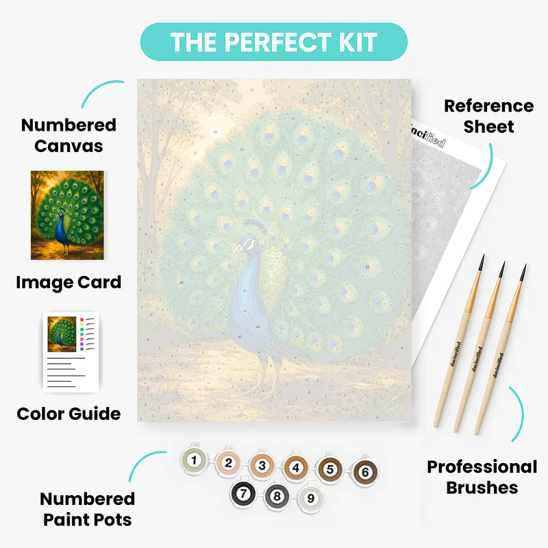 Emerald Peacock Display - Paint by Numbers Kit