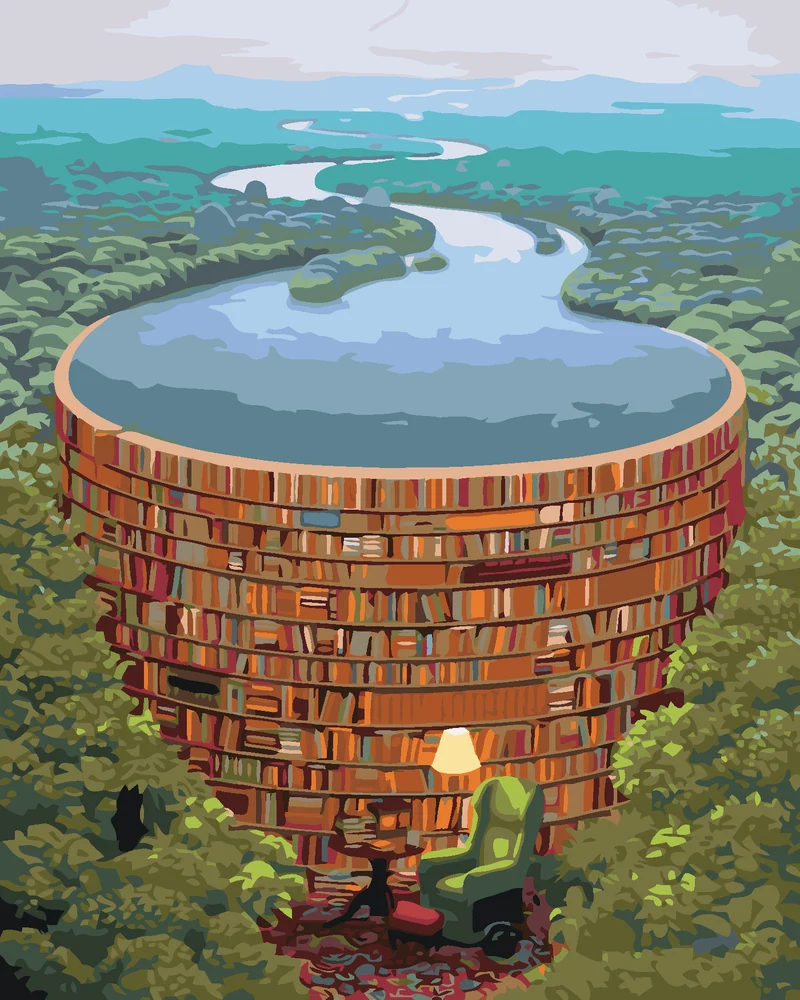 Diamond painting - STAUDAMM AUS DEN BÜCHERN
