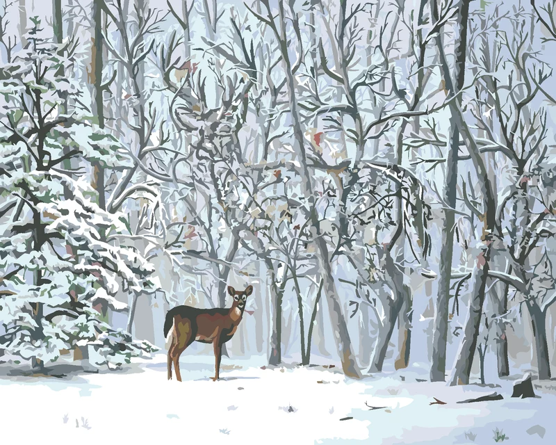 Diamond painting - RICKE UND SCHNEEBEDECKTE BÄUME (D. RUSTY RUST)
