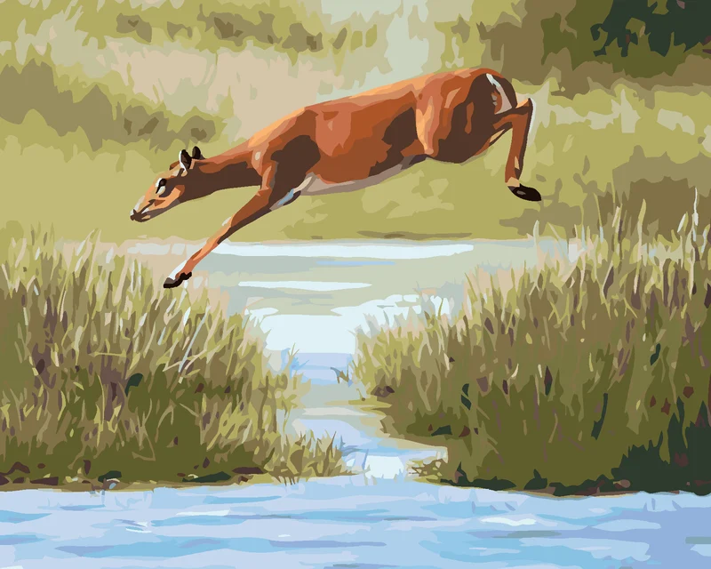 Diamond painting - ÜBER WASSER SPRINGENDE RICKE (D. RUSTY RUST)