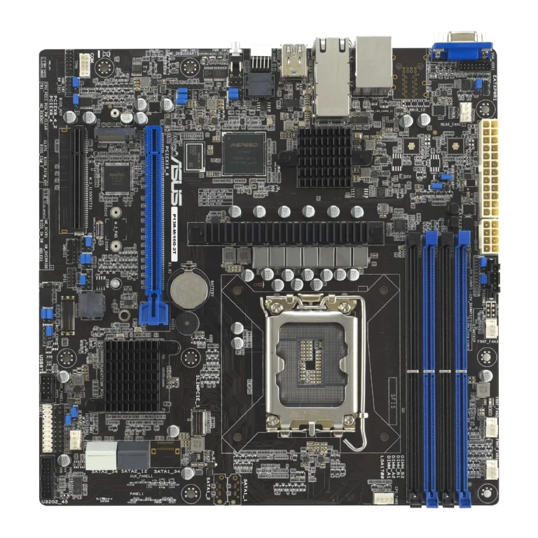 ASUS P13R-M/10G-2T Server Motherboard. Xeon E-2400 Support. Dual 10GbE LAN Onboard. VGA Video Onboard. Integrated IPMI Remote KVM. Includes ASMB11