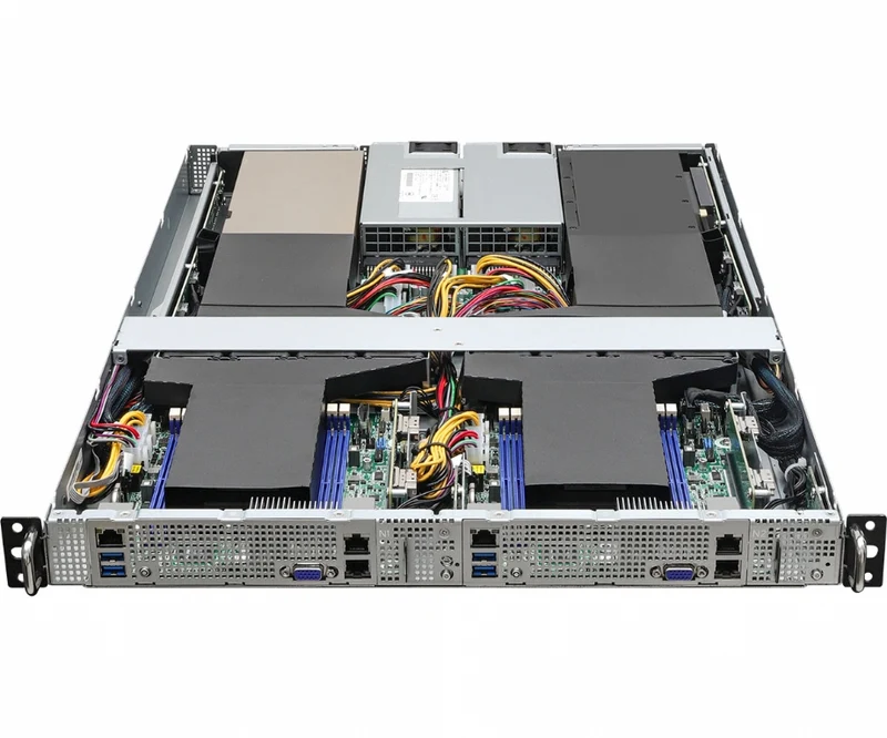 ASRock Rack 1U2N2G-ROME/2T Rackmount Server Barebone - Dual Node Each Supporting Single AMD ROME 3rd Gen CPU - Dual PSU