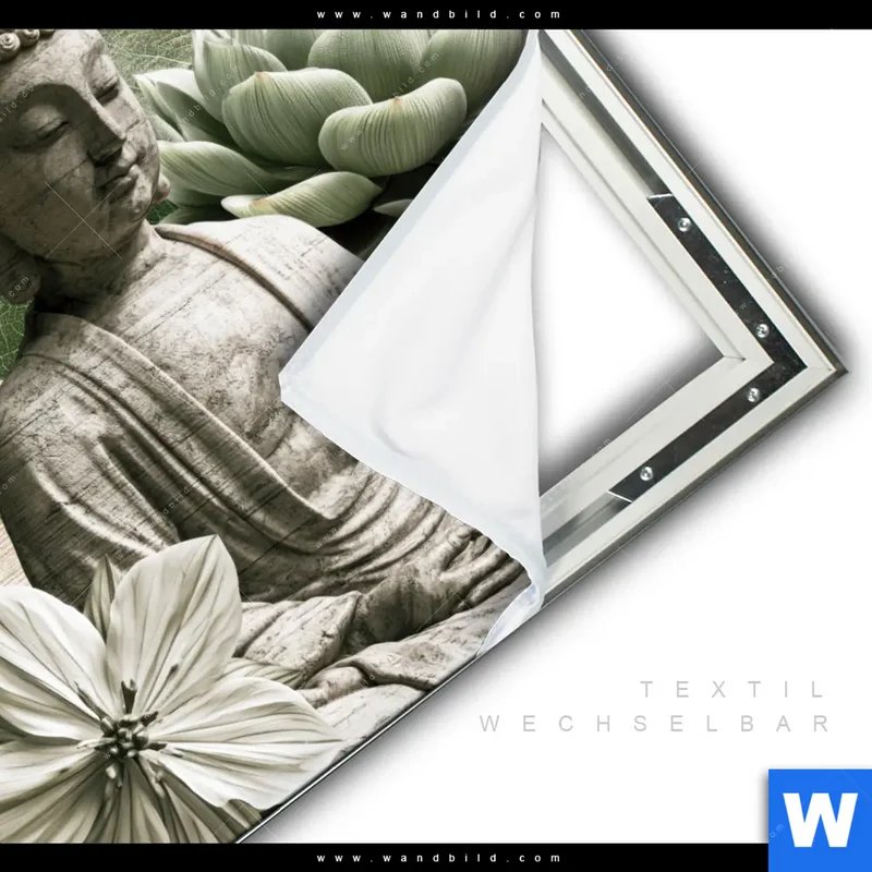 Spannbild | Buddha zwischen Lotusblüten | Quadrat