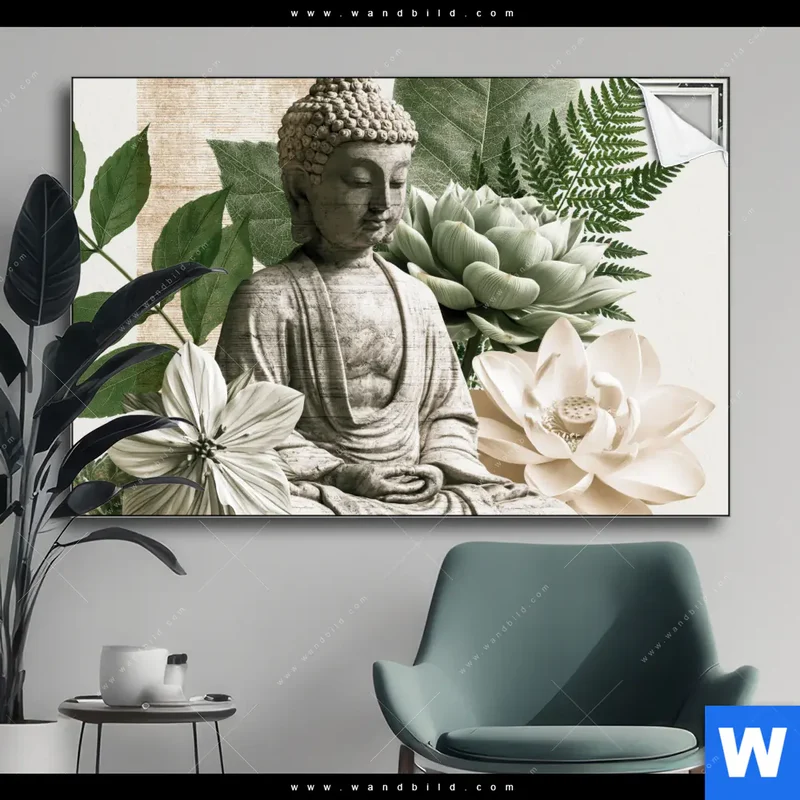 Spannbild | Buddha zwischen Lotusblüten | Querformat