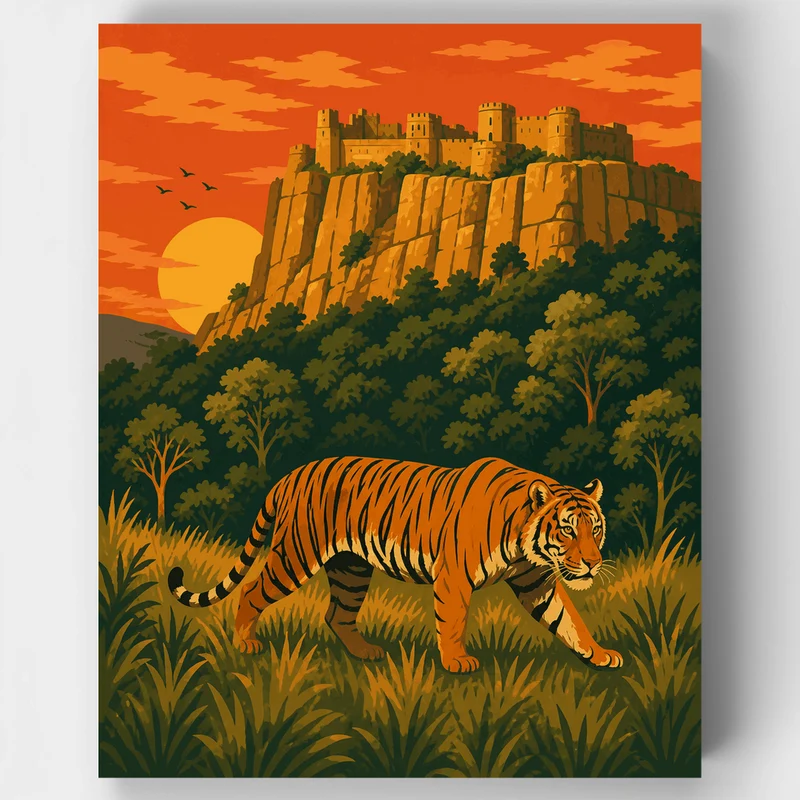 Bandhavgarh Tiger Prowl - Paint by Numbers Kit