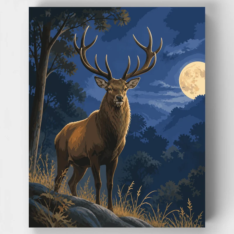 Moonlit Sambar Stag - Paint by Numbers Kit