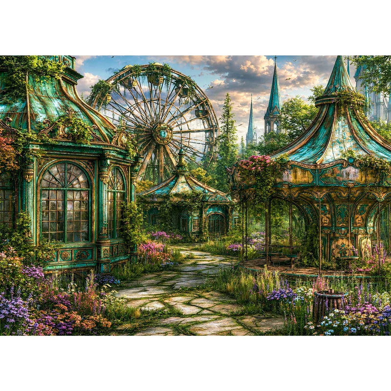 5D Diamond Painting – Vergessener Garten der Karussellträume