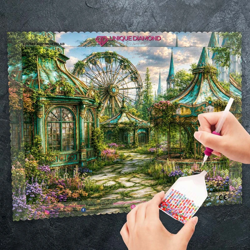 5D Diamond Painting – Vergessener Garten der Karussellträume