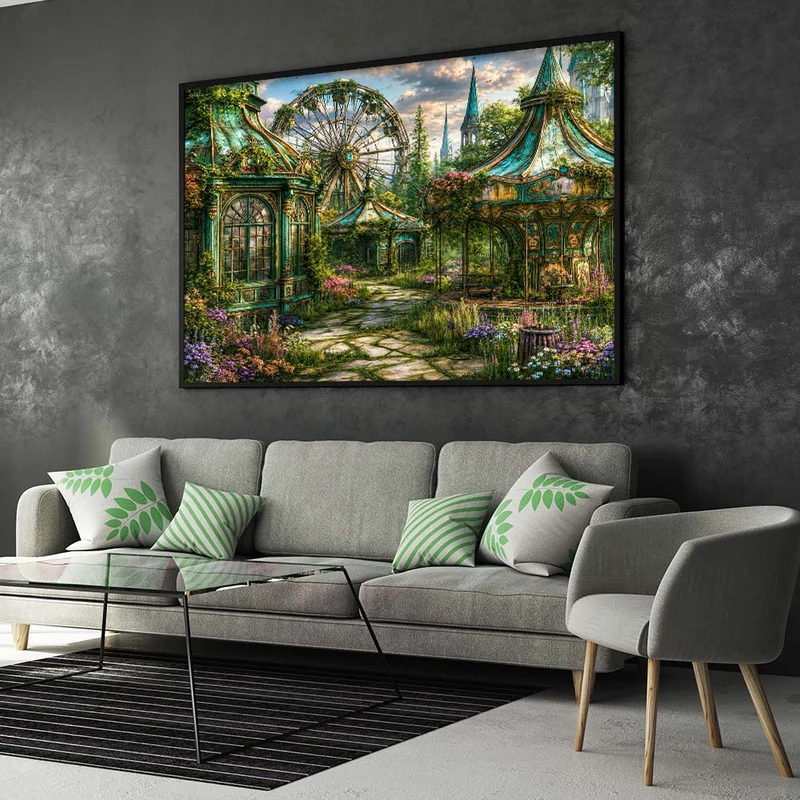 5D Diamond Painting – Vergessener Garten der Karussellträume