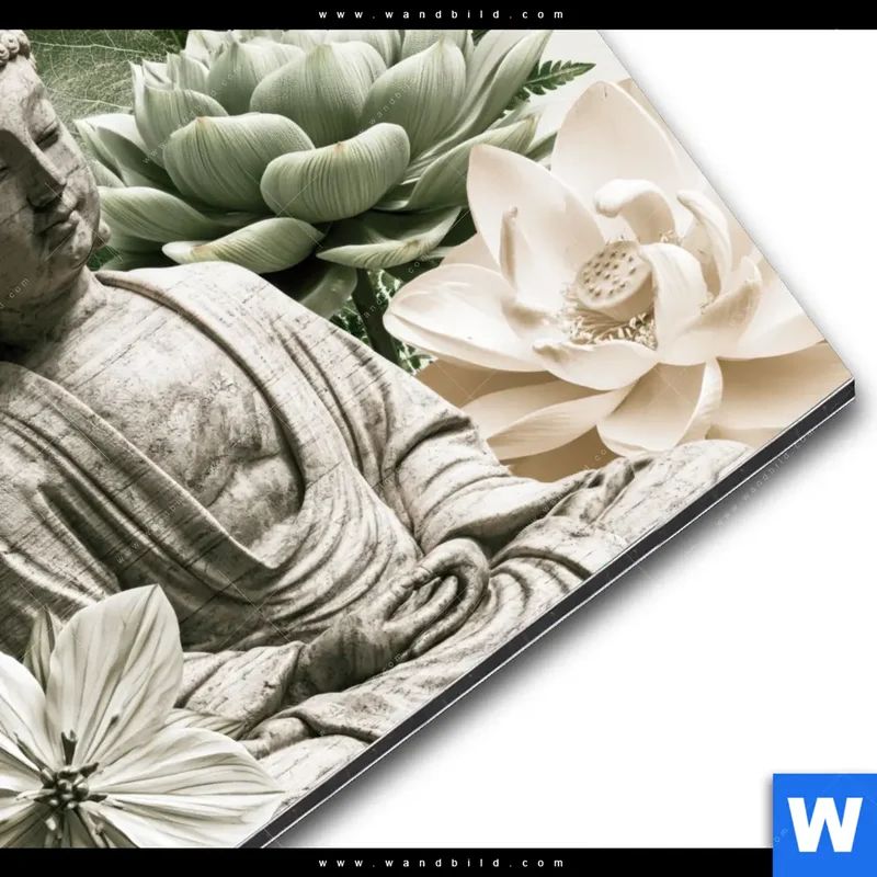 Alu-Dibond Bild | Buddha zwischen Lotusblüten | Rund