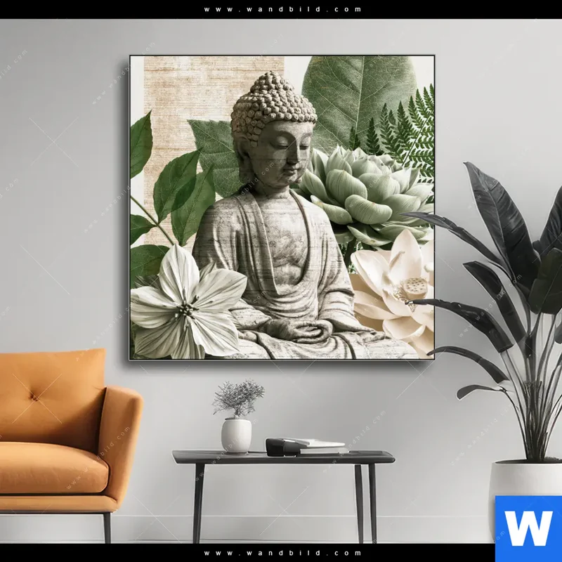 Wechselmotiv | Buddha zwischen Lotusblüten | Quadrat