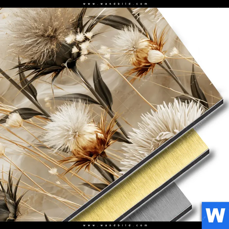 Aluminiumbild gebürstet | Wildblumen | Rund