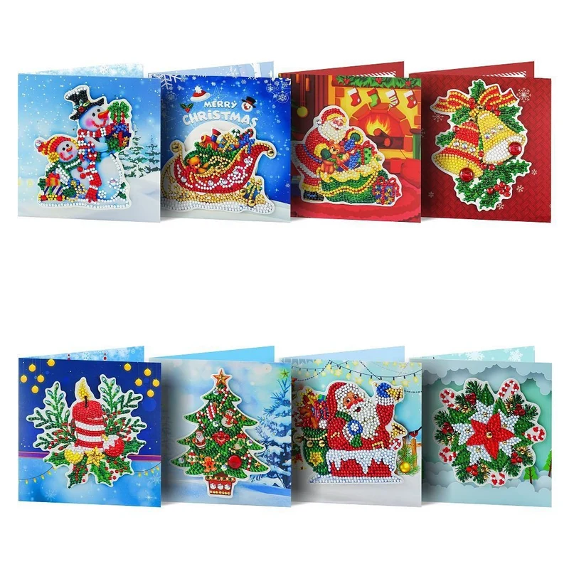 Diamond Painting Weihnachtskarten (8x) – DIY Karten Set mit Umschlägen