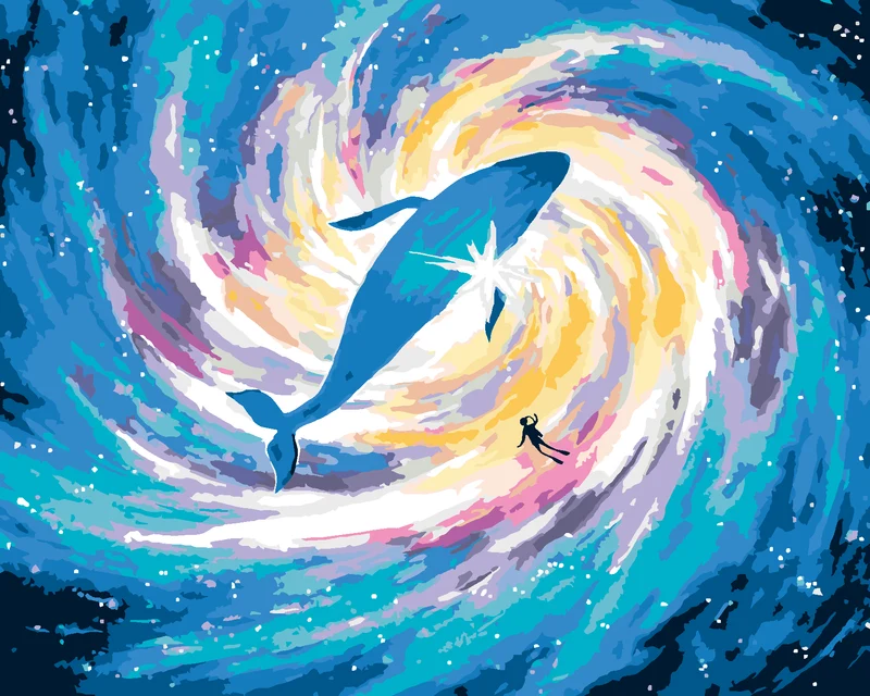 Diamond painting - TAUCHEN MIT EINEM WAL IM WELTRAUM