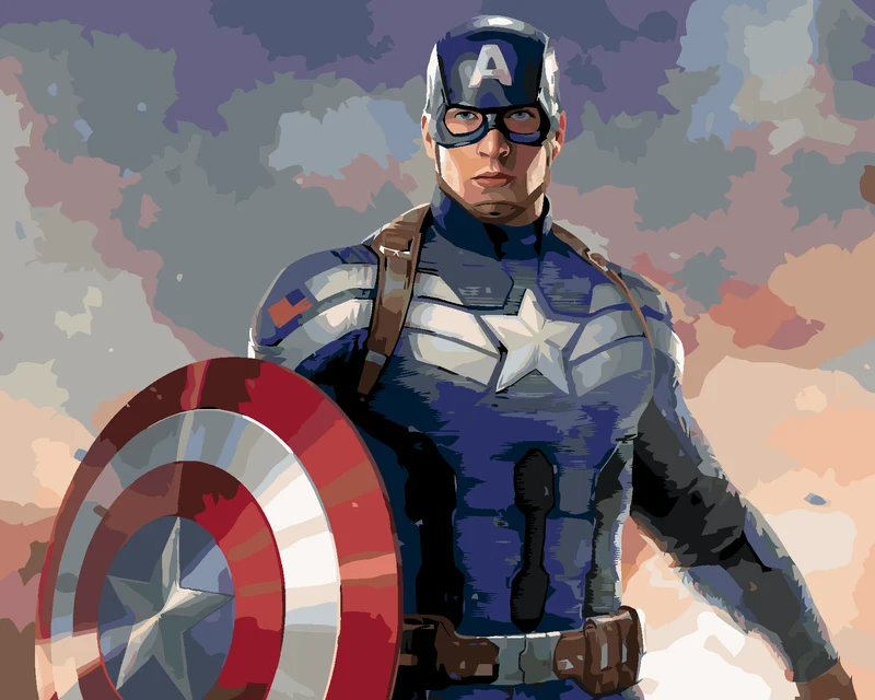 Diamond painting - PORTRÄT VON CAPTAIN AMERICA MIT SCHILD