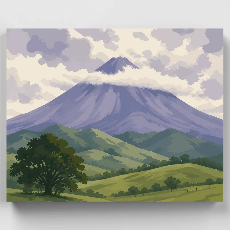 Cloud-Wrapped Arenal - Paint by Numbers Kit