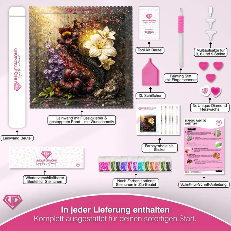 5D Diamond Painting – Blütenreigen der Dämmerung