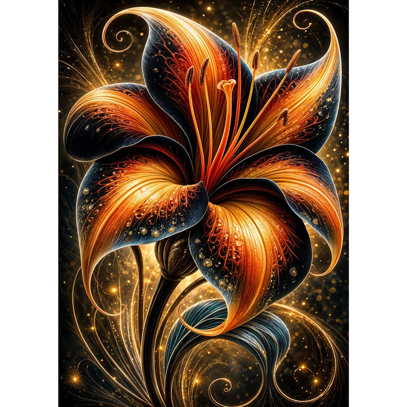 5D Diamond Painting – Feuerlilie der Sternennacht