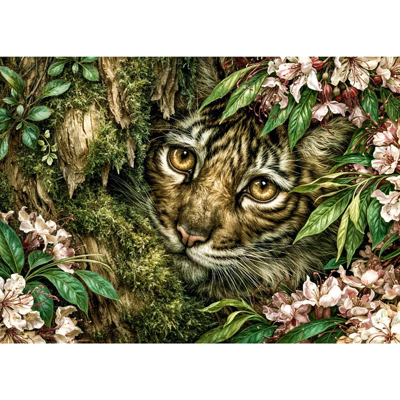 5D Diamond Painting – Verborgener Blick des Dschungeltigers