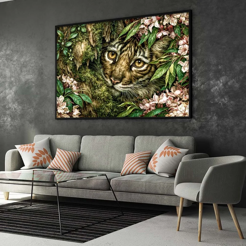 5D Diamond Painting – Verborgener Blick des Dschungeltigers