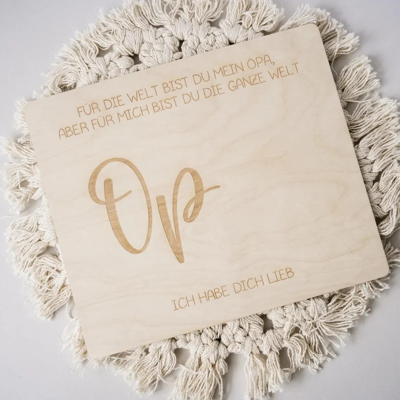 Handabdruck Brettchen Opa – Personalisiertes Holzgeschenk (1 Kind)