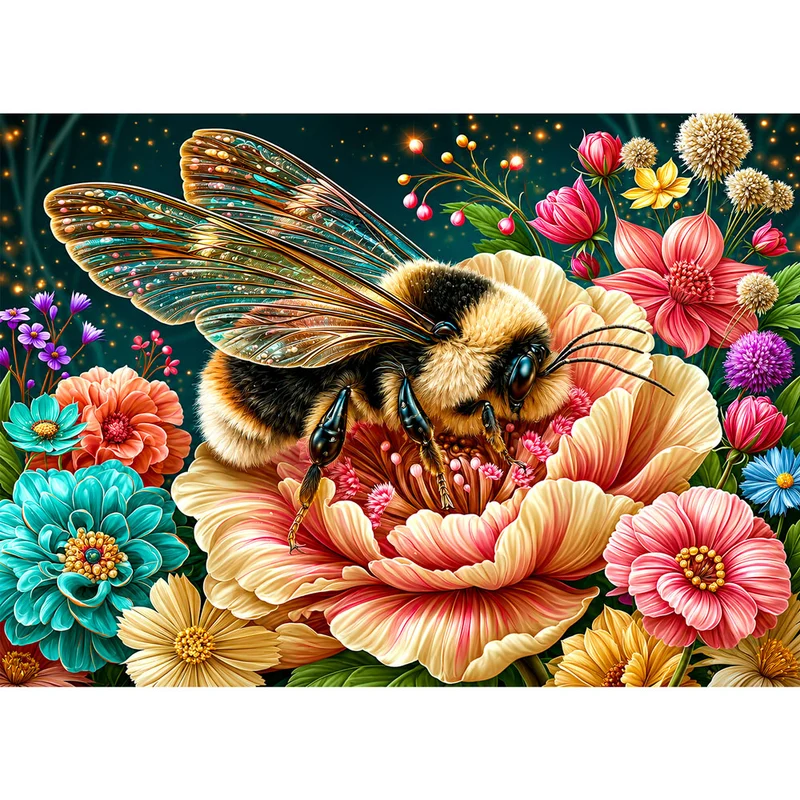 5D Diamond Painting – Summen im Blütenparadies