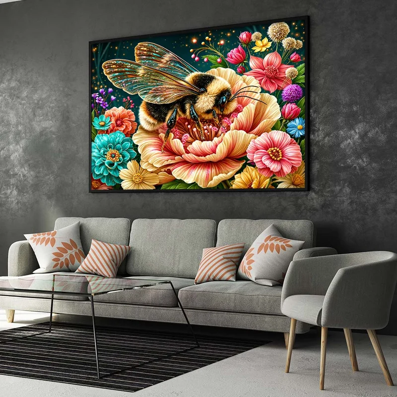 5D Diamond Painting – Summen im Blütenparadies