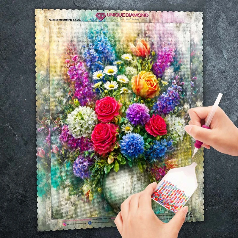 5D Diamond Painting – Symphonie der Blütenfarben