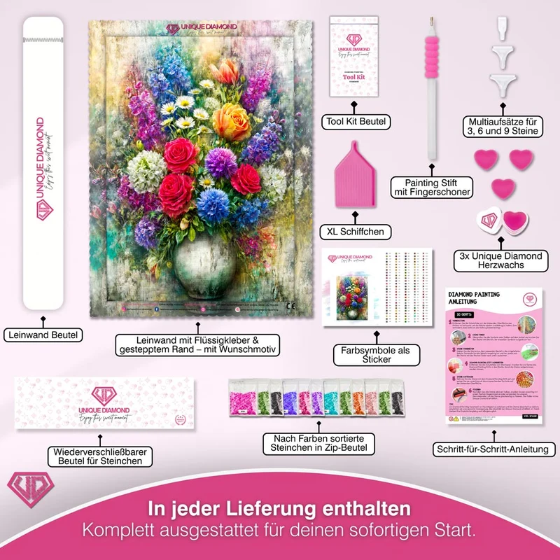 5D Diamond Painting – Symphonie der Blütenfarben