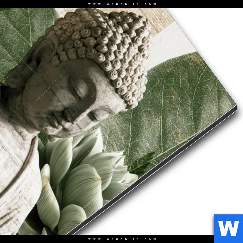 Alu-Dibond Bild | Buddha zwischen Lotusblüten | Hochformat