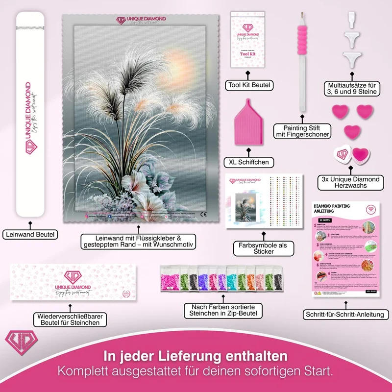 5D Diamond Painting – Tanz der Silberfedern