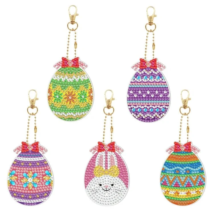 Diamond Painting Schlüsselanhänger Bunte Ostereier 5er Set DIY Bastelset