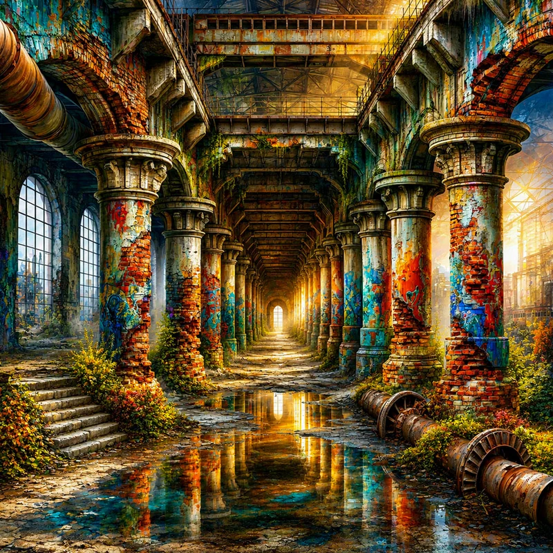 5D Diamond Painting – Verlassene Industriekathedrale